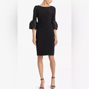 NWT LAUREN RALPH LAUREN Black Taffeta-Jersey Dress Size 10